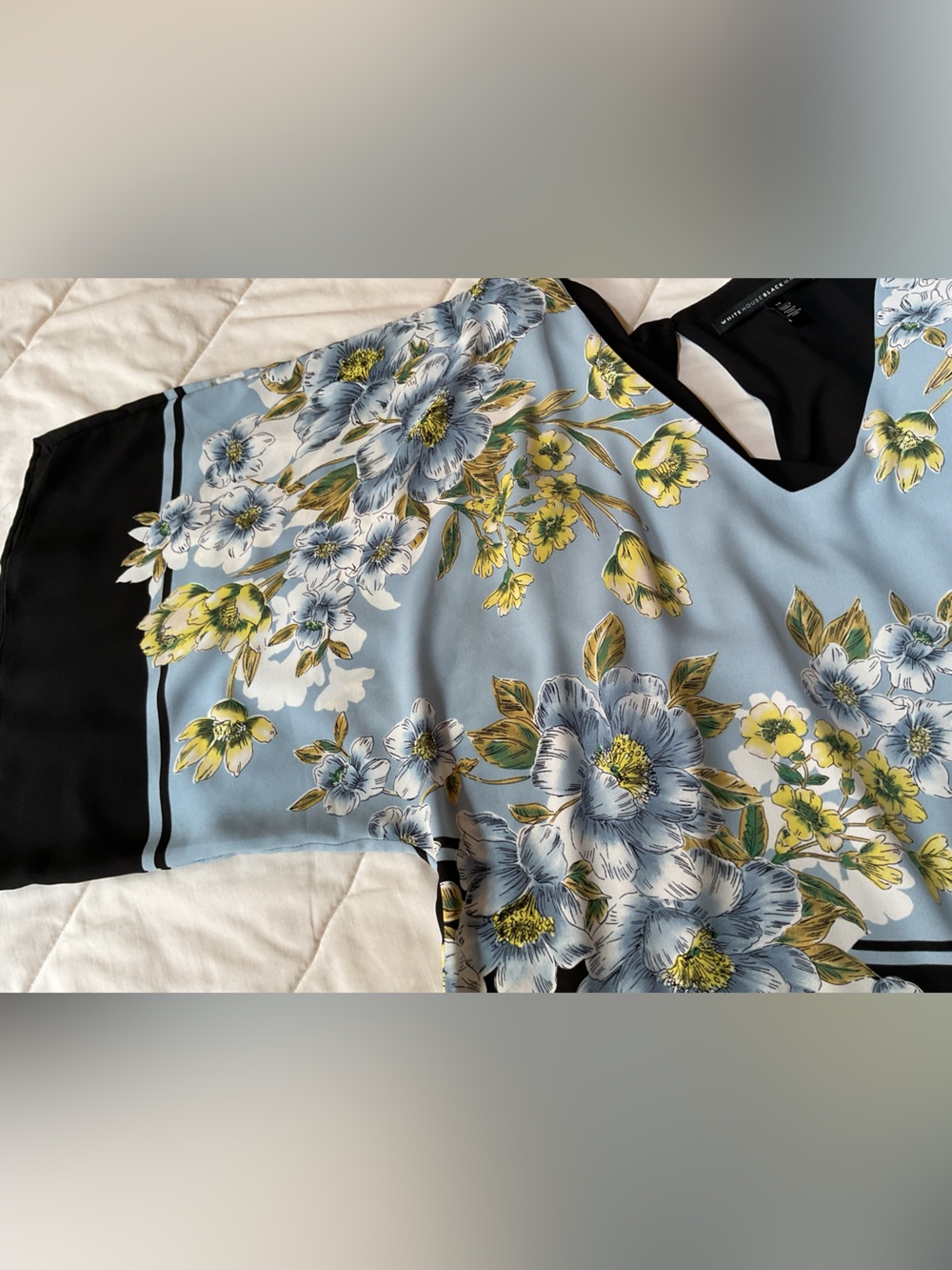 white house black market floral kimono blouse  medium - Picture 6 of 8